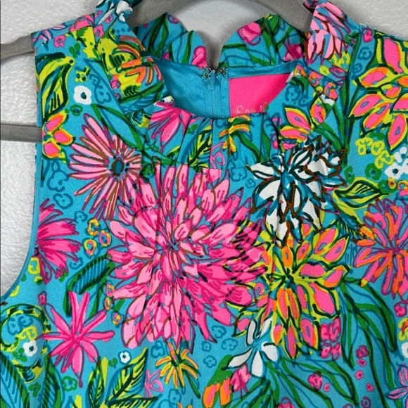 Lilly Pulitzer Adalina Romper Sea Breeze Blue Walking on Sunshine print size 10 - Picture 5 of 10